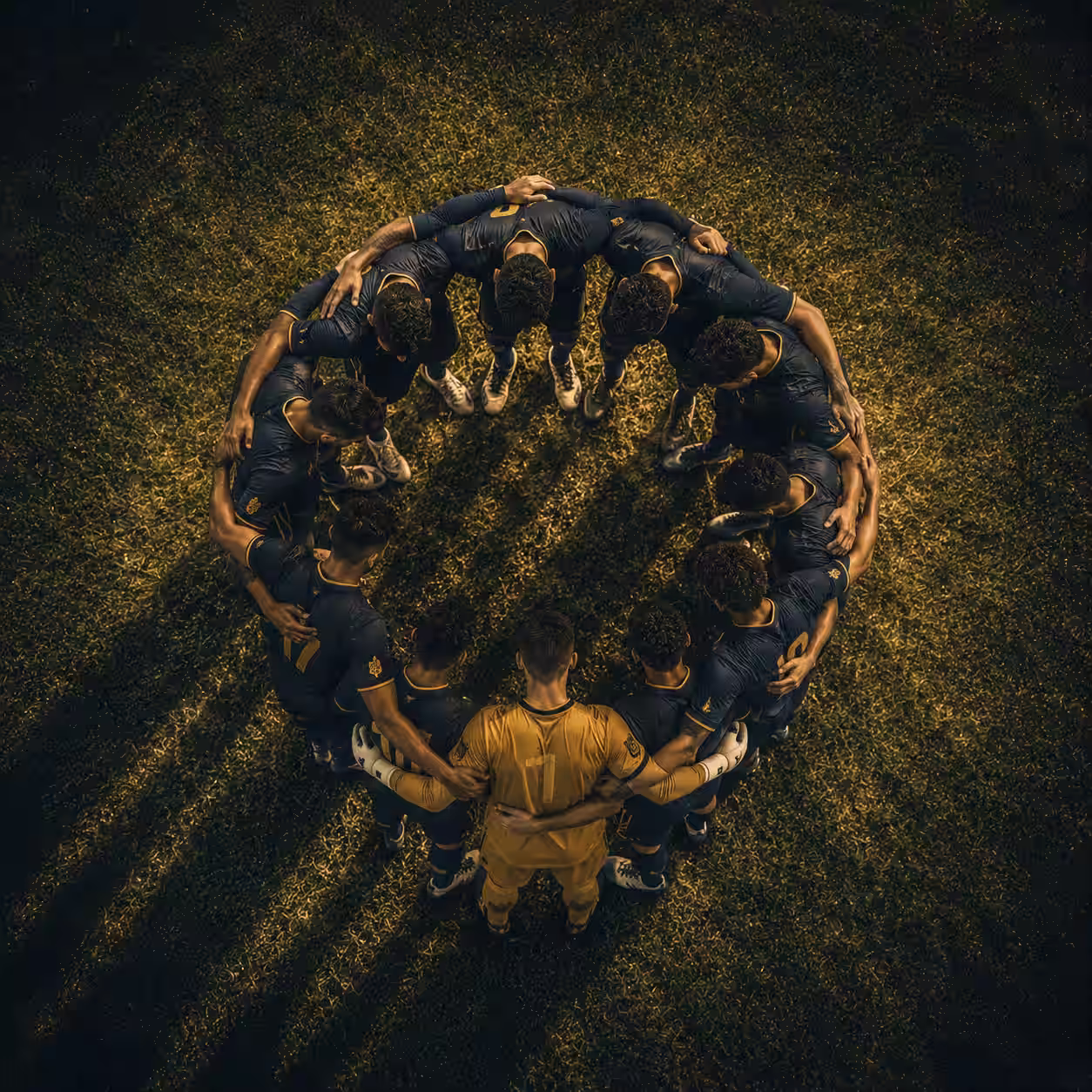 Equipo unido antes del partido